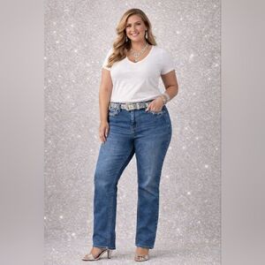EST 1946 Denim Women's 16W Classic Straight Leg Jeans Embellished Sequin Pockets